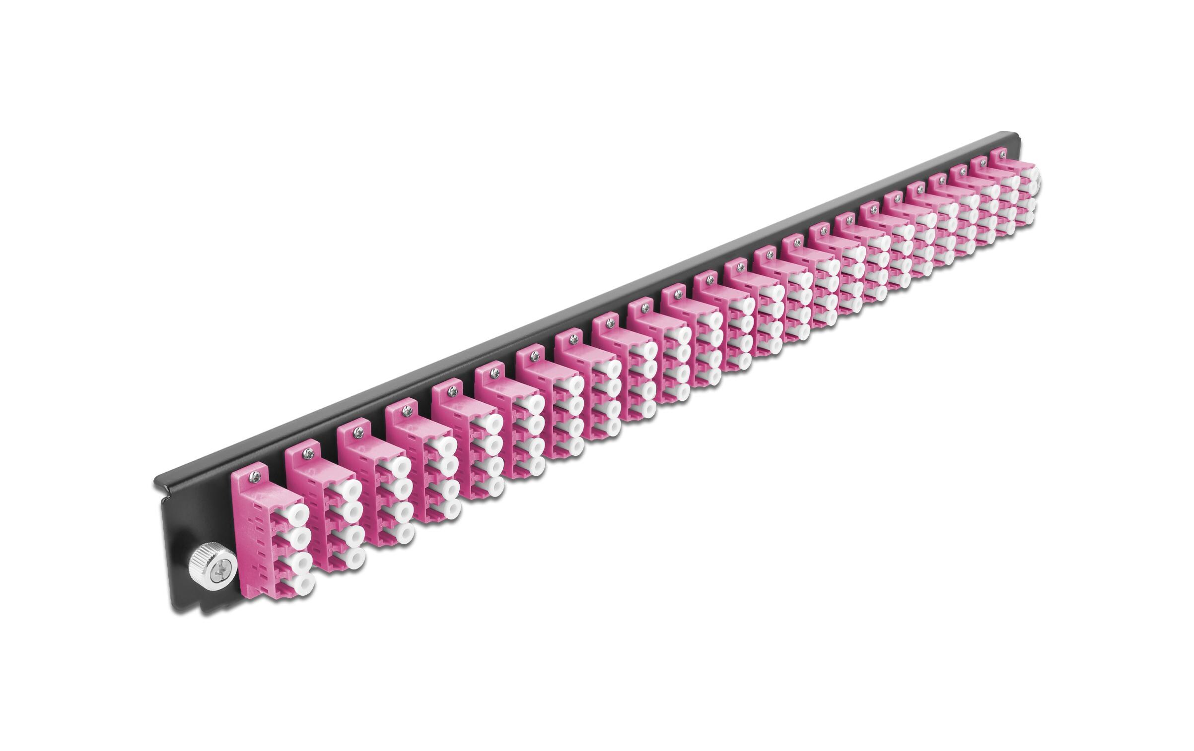 Verteilerplatte Frontblende 24 Port LC Quad OM4 MM violettDelock 19″ Spleissbox Frontblende 24 Port LC Quad OM4 Multimode violett