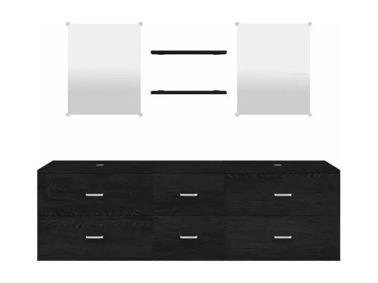 Ensemble de meubles salle de bain 5 pcs noir bois d'ingénierie