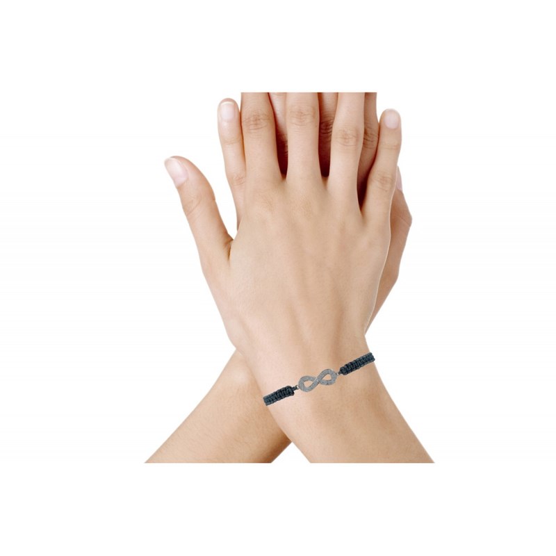 Bracelet Argent Infini et Strass Lien Tréssé - Classics - Gris