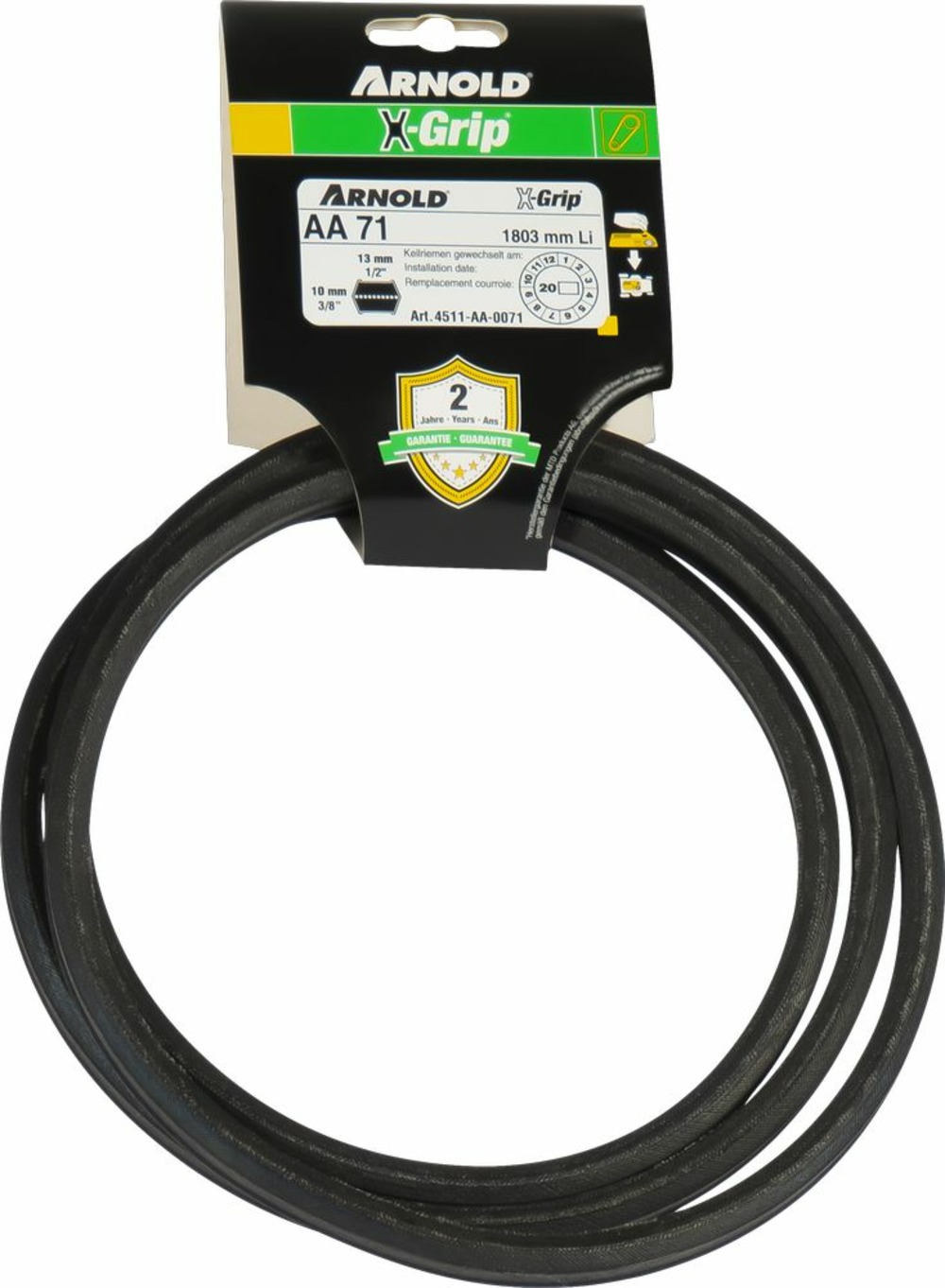 Courroie hexagonale x-grip de type aa 71