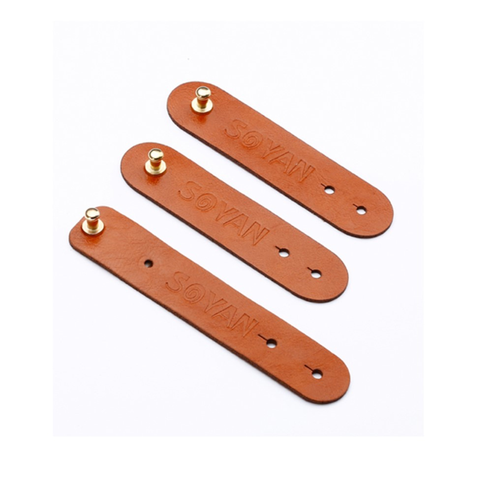 (3-tlg. Set) Leder Kabel Organizer Kabelbinder - Braun