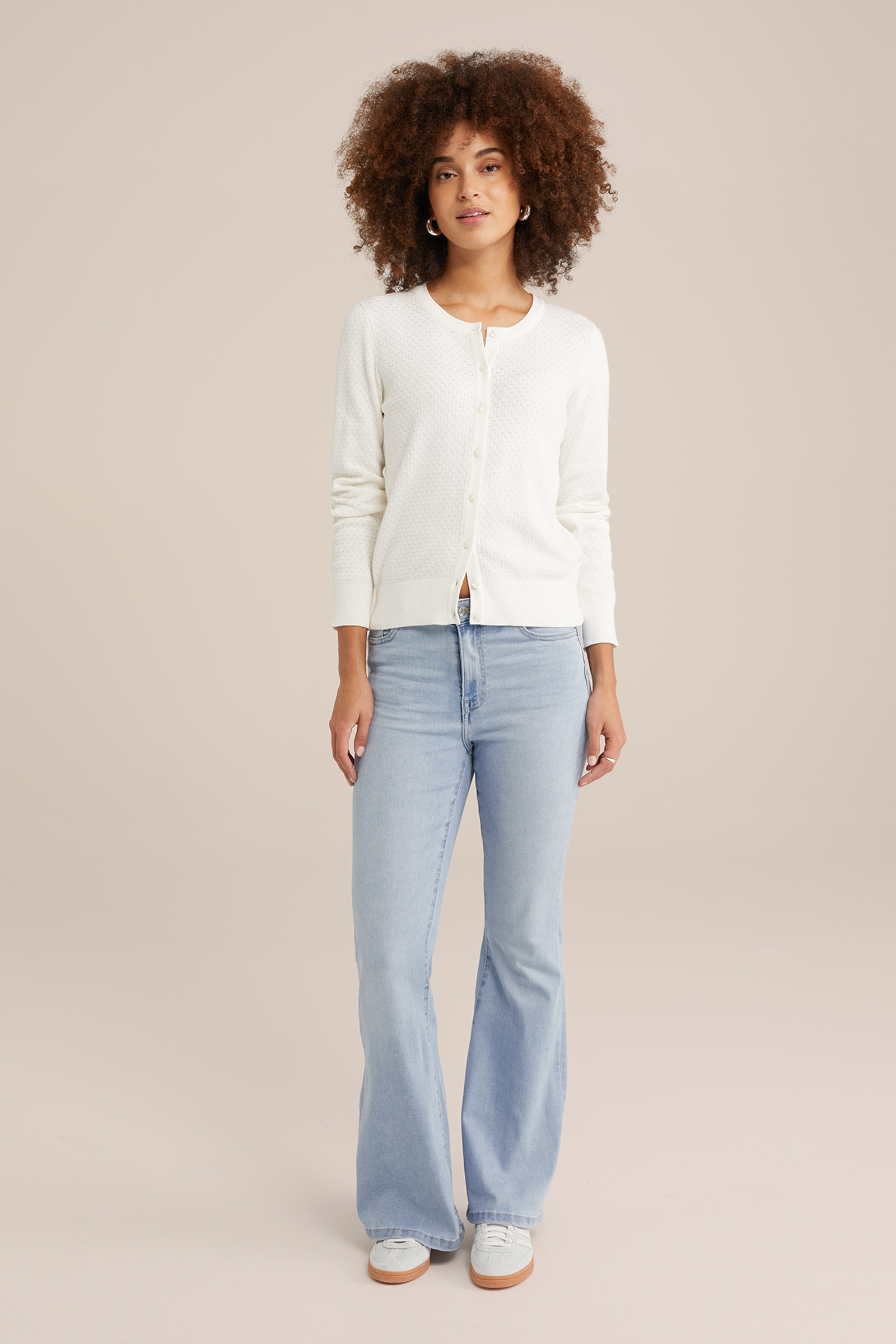 wide flared jeans met stretch WE Fashion Lichtblauw