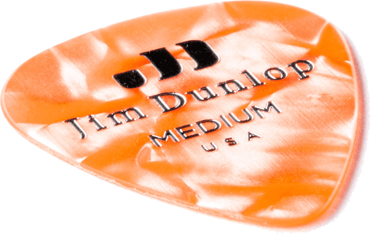 Jim Dunlop Genuine Celluloid Classic, Player'S Pack De 12, Perloid Orange, Medium - Médiators