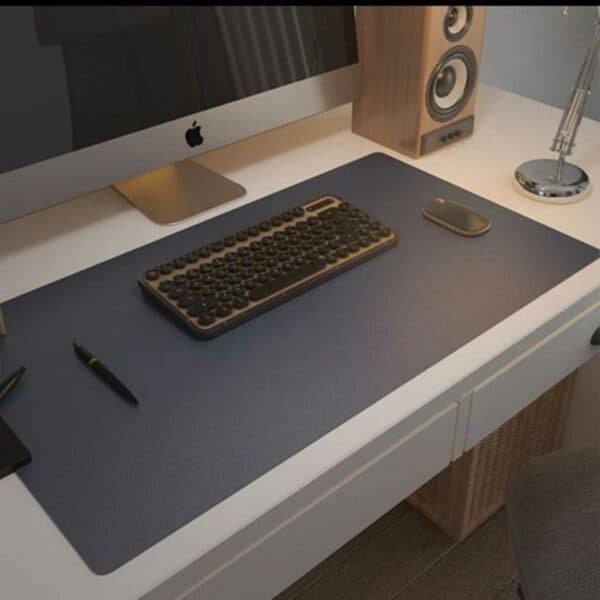 Skrivebordsmatte 80x40cm PU mørke blå