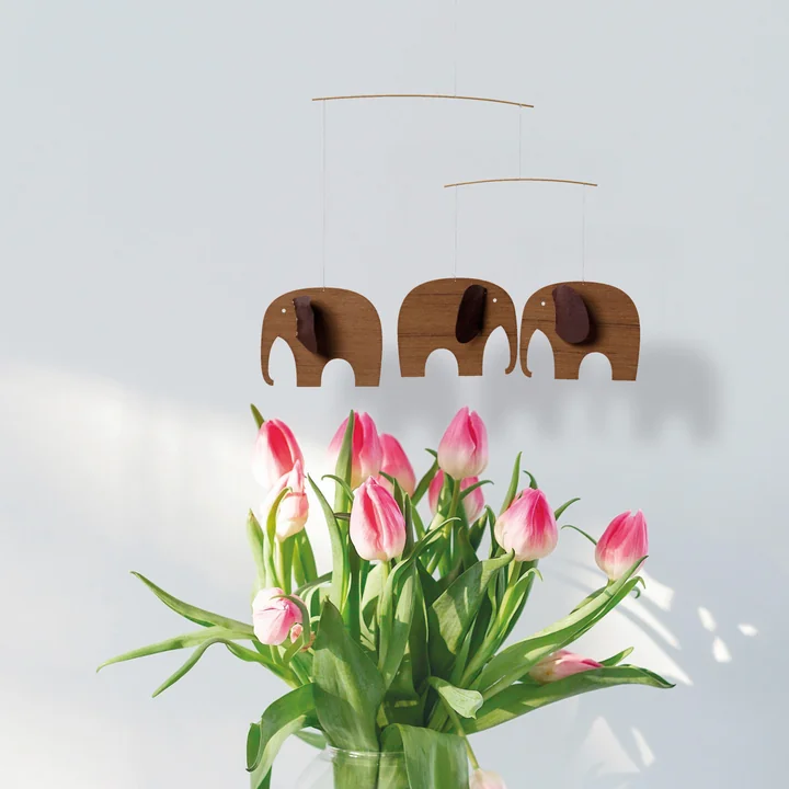 Flensted Mobiles - Elefanten Treffen Mobile, grau
