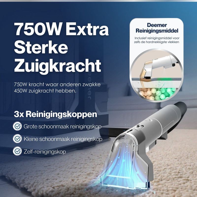 Deemer - Tapijtreiniger - Vlekkenreiniger - Machine - 750W