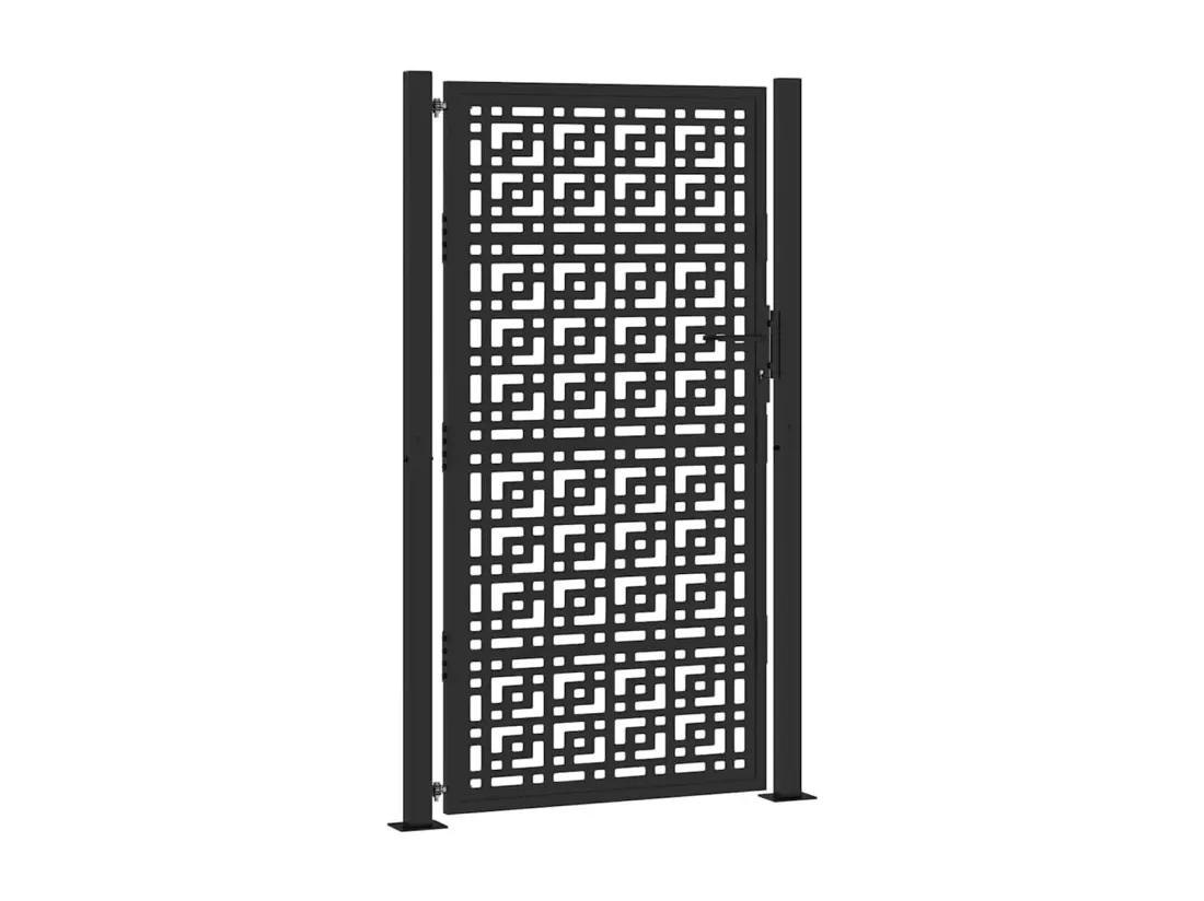 Portail de jardin noir 105x180 cm acier conception croisée
