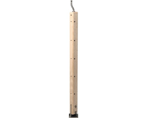 Beukenhouten leuningdrager 60x45 mm voor vloermontage H:880 mm