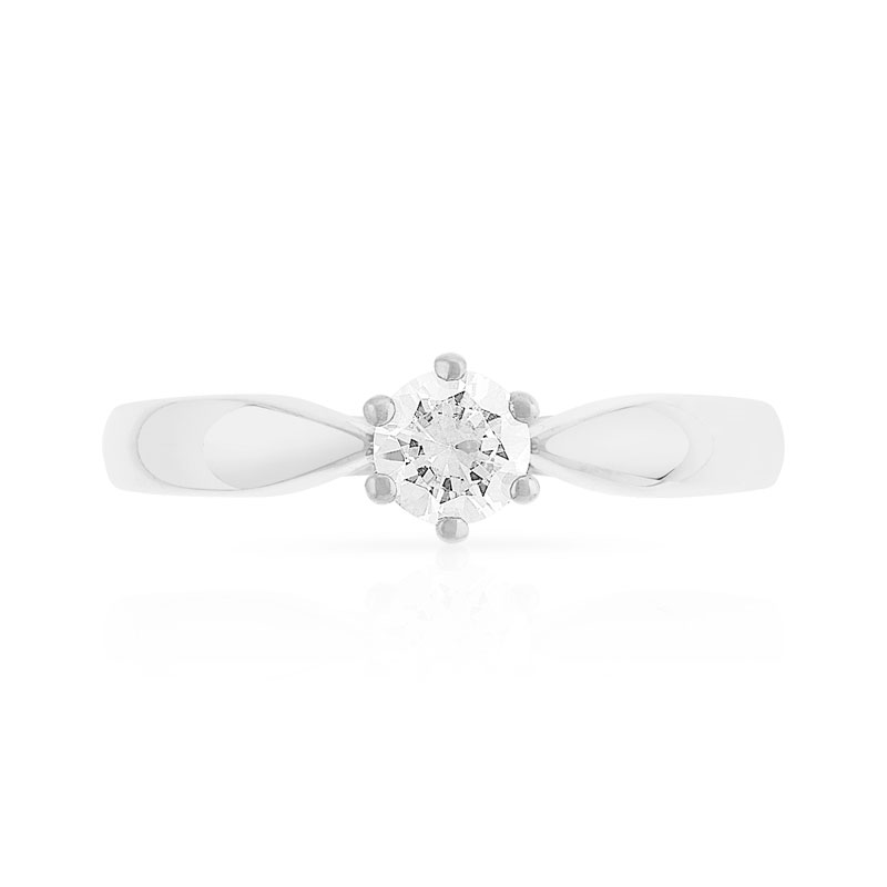 Bague Solitaire or 750 blanc diamant 0.30 ct H/SI
