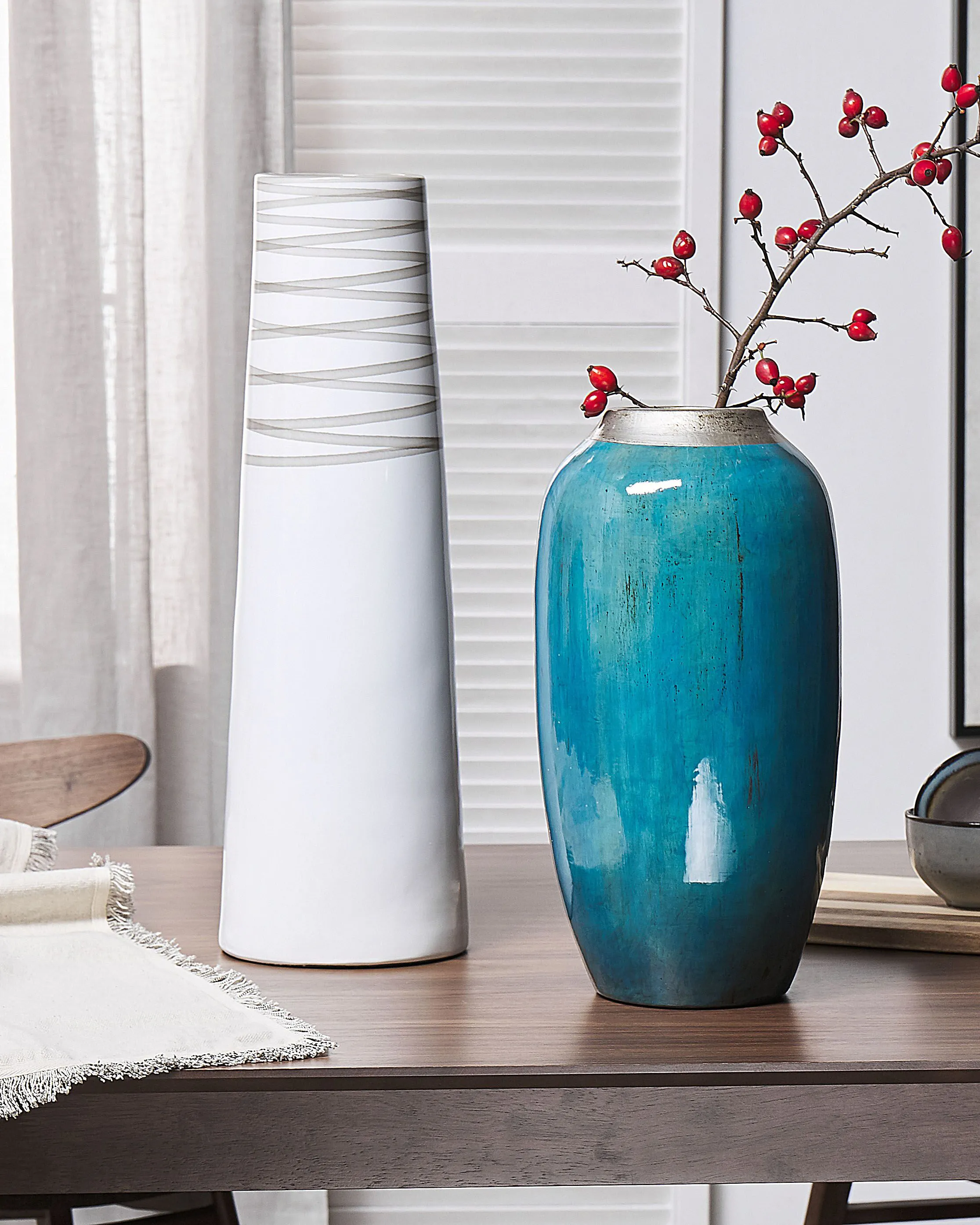 Decoratieve vaas TARRAGONA Keramiek 57 cm Wit