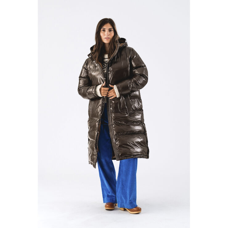 Lollys Laundry WillaLL Water Repellant Puffer Coat Long Dark mokka