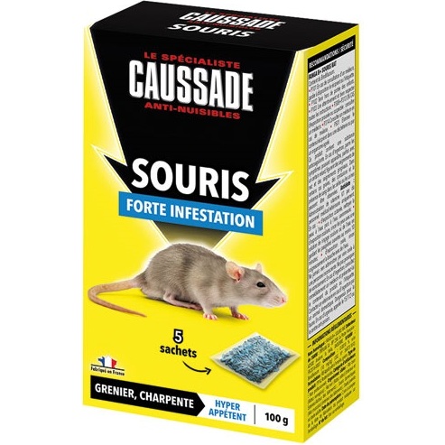Appâts céréales - souris - forte indestation - 100 g - 5 sachets de 20 g