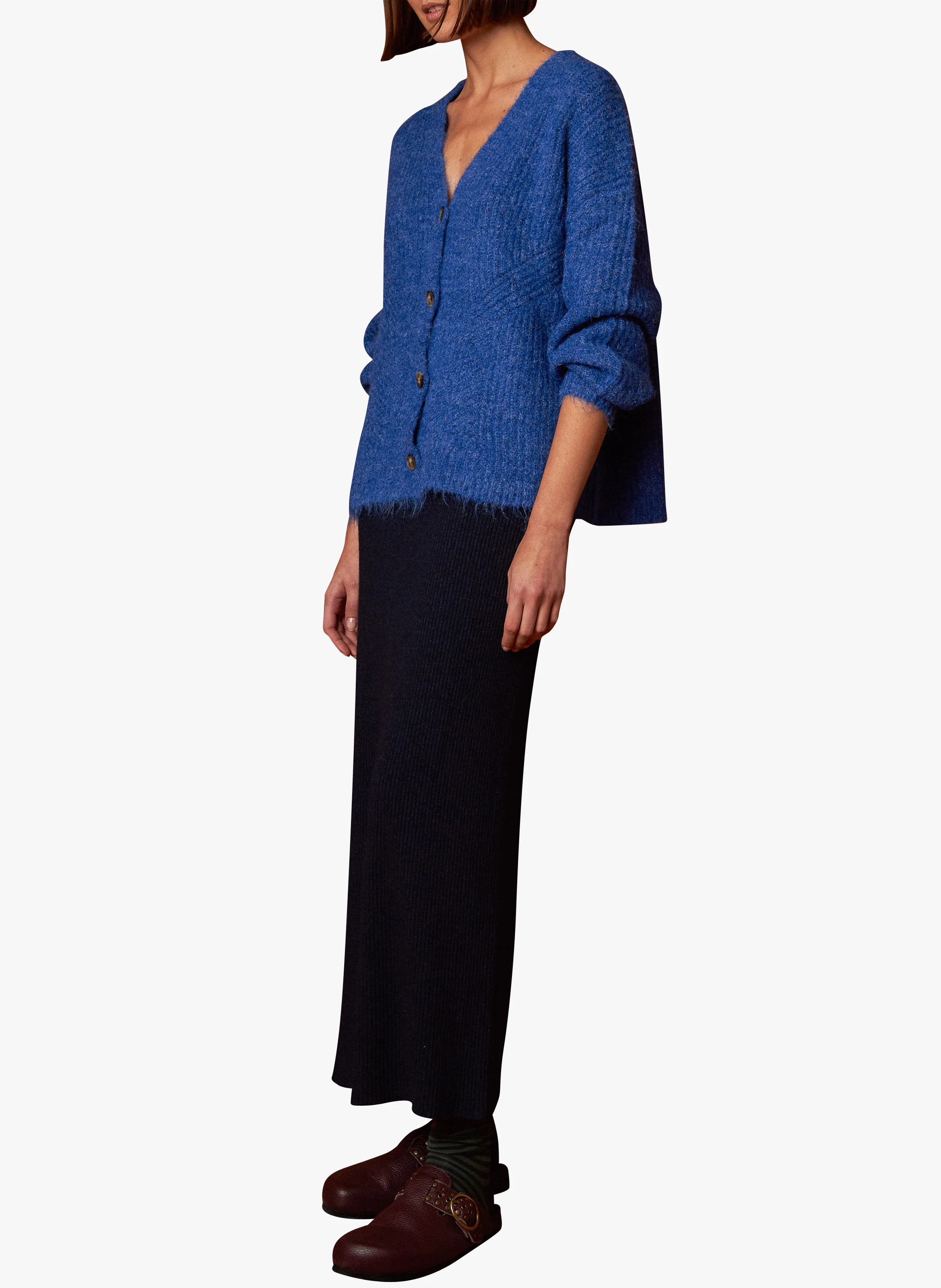 Gilet col V| Bleu