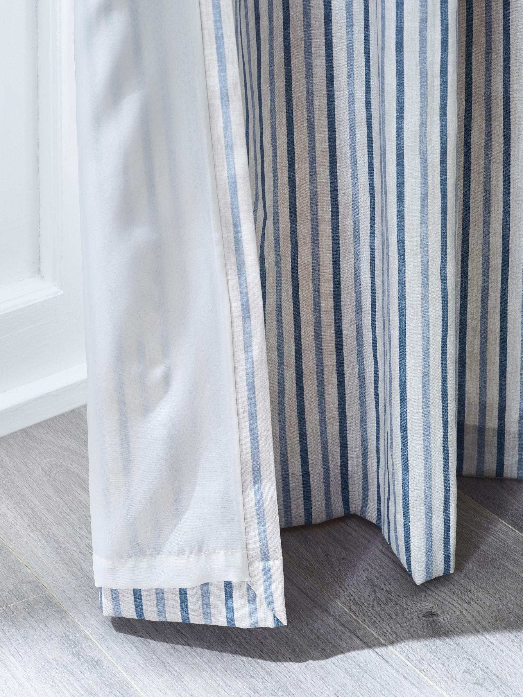 Catherine Lansfield Logan Stripe Lined Eyelet Curtains