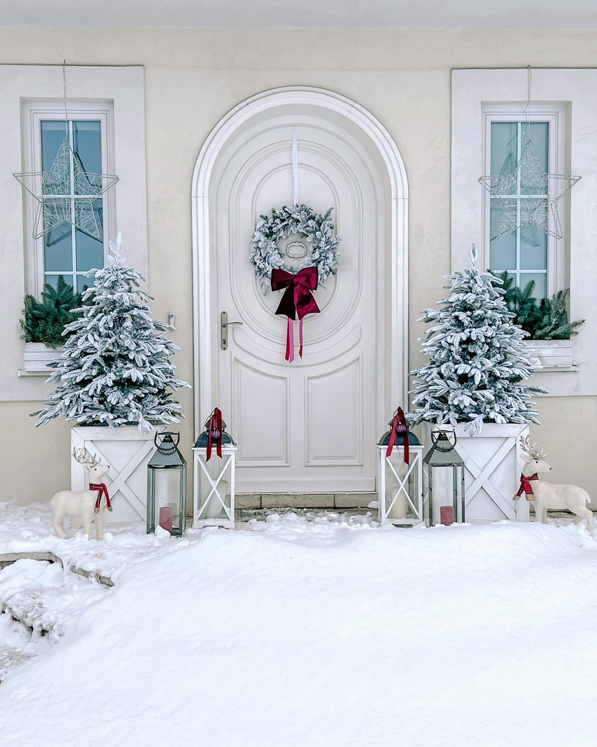 Besneeuwde kerstkrans LED SUNDO Wit 70 cm