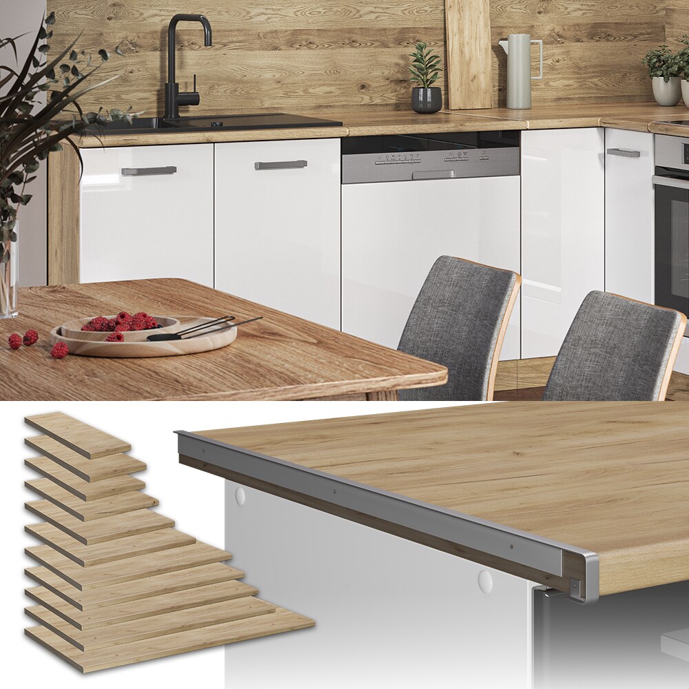 Vicco Küchenarbeitsplatte R-Line Eiche 120 cm