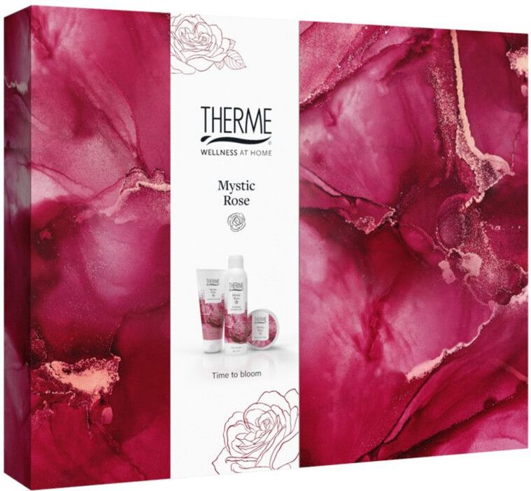 Therme Mystic Rose Foaming Shower Gel + Shower Scrub + Body Butter Geschenkset