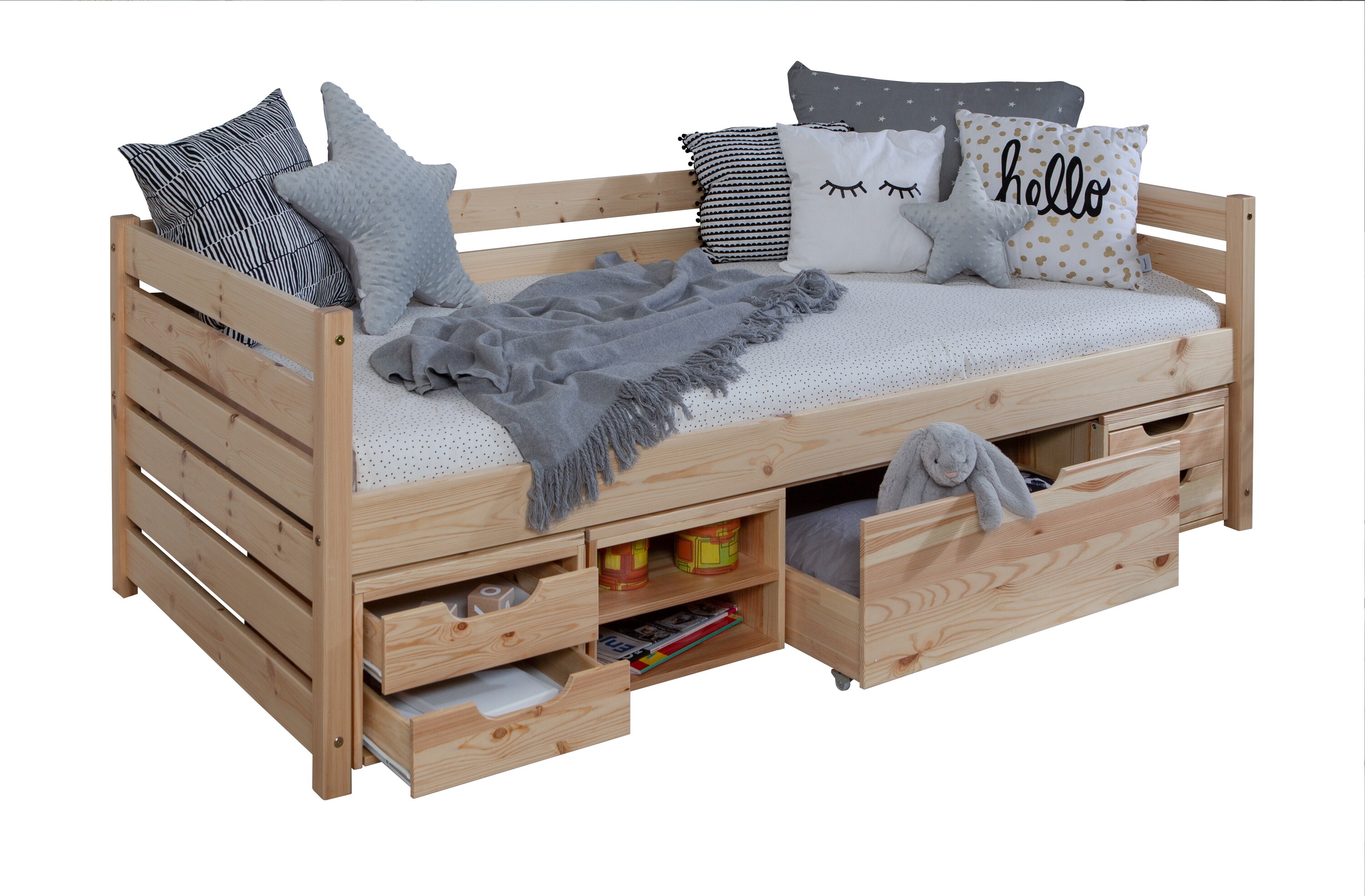 TiCAA Sofabett Naomi inkl. Funktionsschubkästen, 90x200