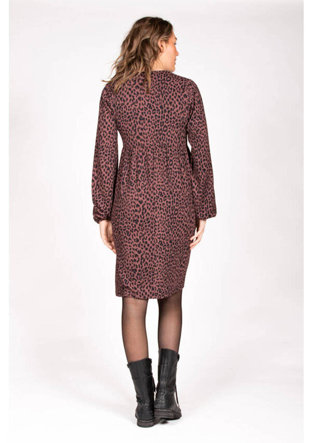 LOVE2WAIT zwangerschapsjurk met panterprint bruin/zwart