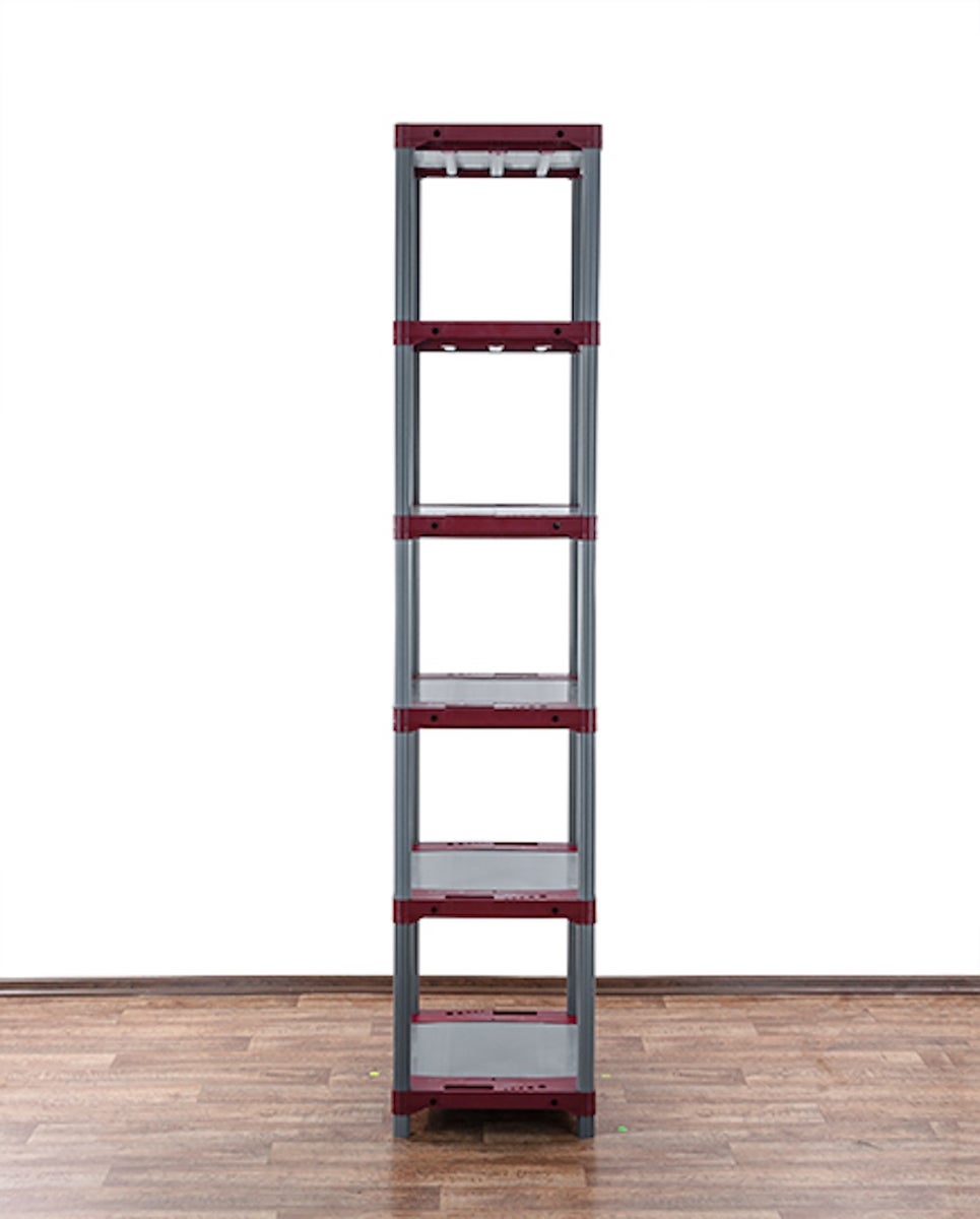 PROREGAL Plastic Plank Big Grey Bear Extra Hoog HxBxD 220 x 60 x 46 cm Plank Draagvermogen 160 kg Grijs/Rood