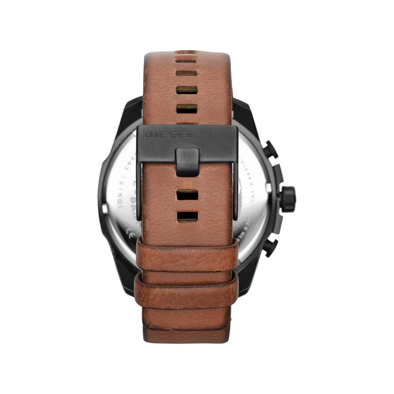 Montre Diesel homme chronographe acier noir cuir