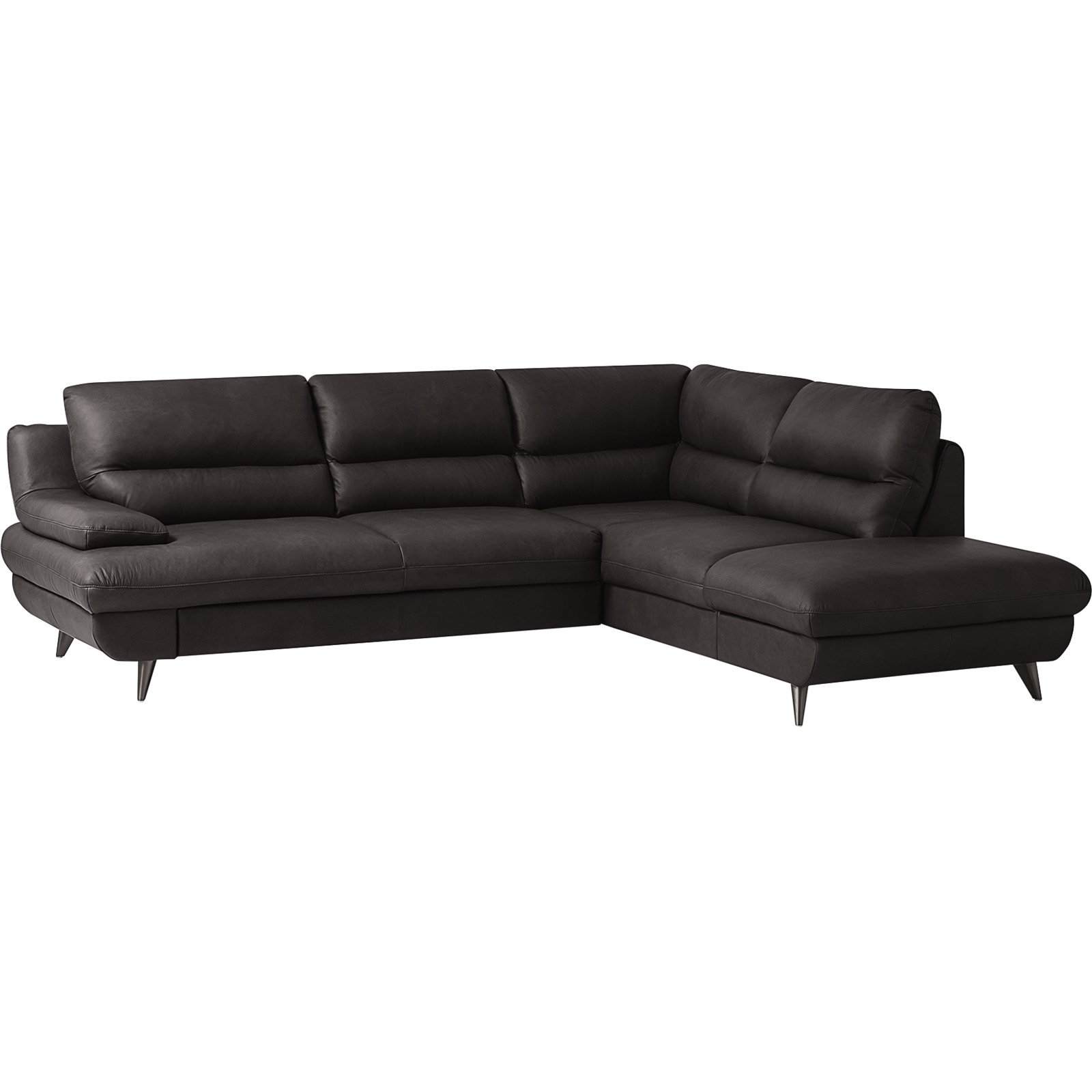 Ecksofa Pike Leder, Ottomane rechts dunkelbraun