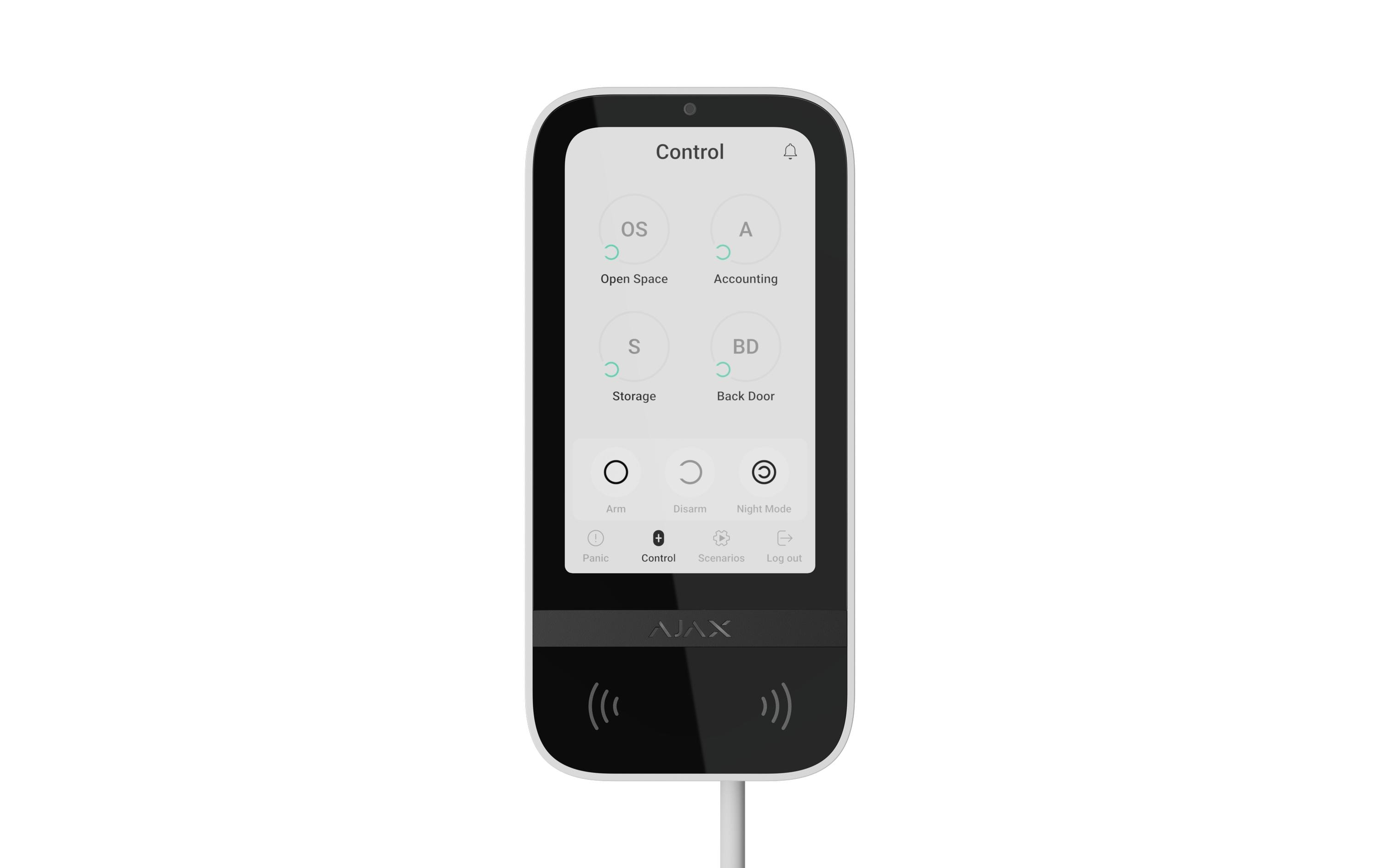 LCD-Bedienteil Baseline KeyPad TouchScreen Jeweller Weiss<br>Kabelloses Bedienteil mit Touchscreen für die Steuerung eines Ajax-Systems