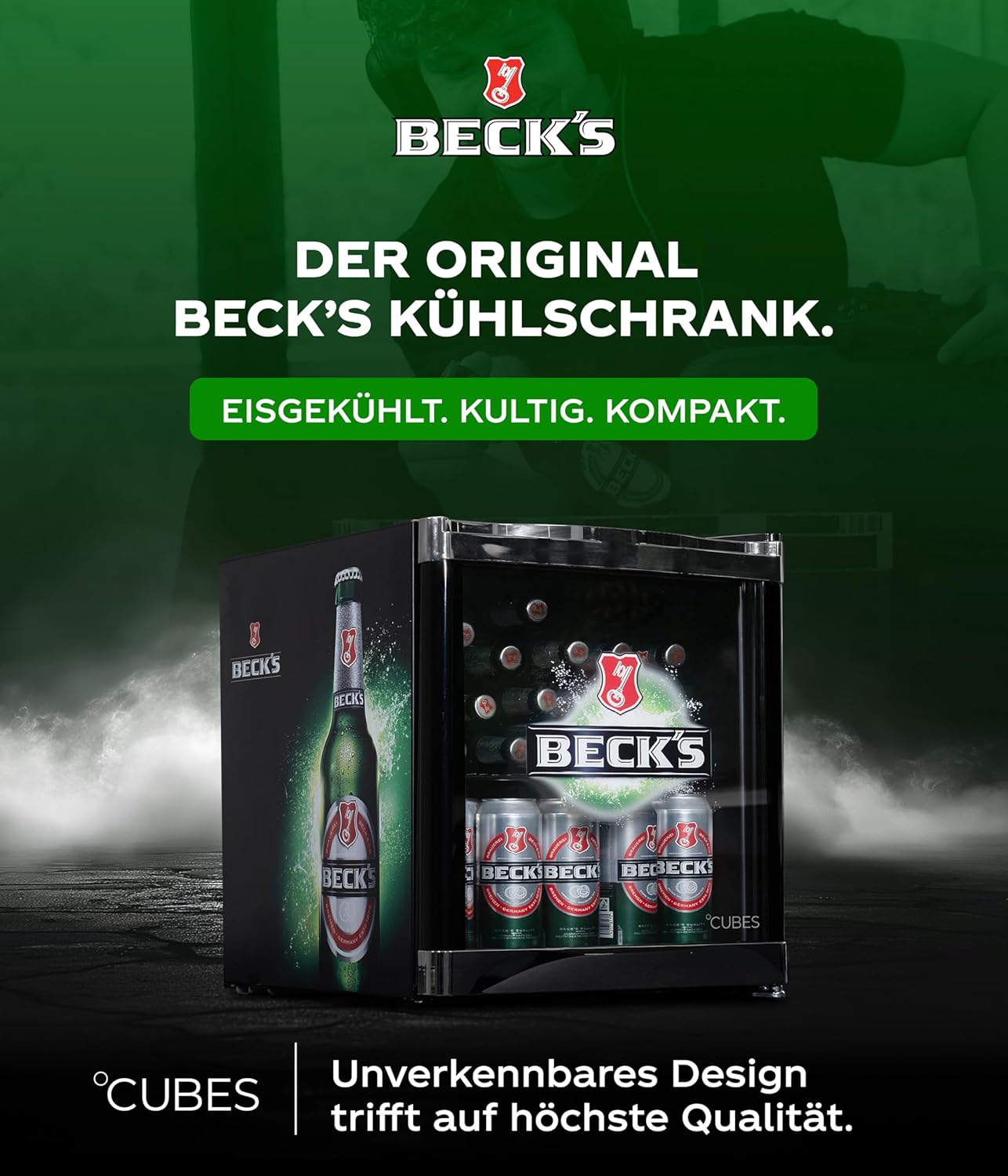 CUBES Flaschenkühlschrank Becks/F / 51 cm Höhe / 98 kWh/Jahr / 48 L Kühlteil