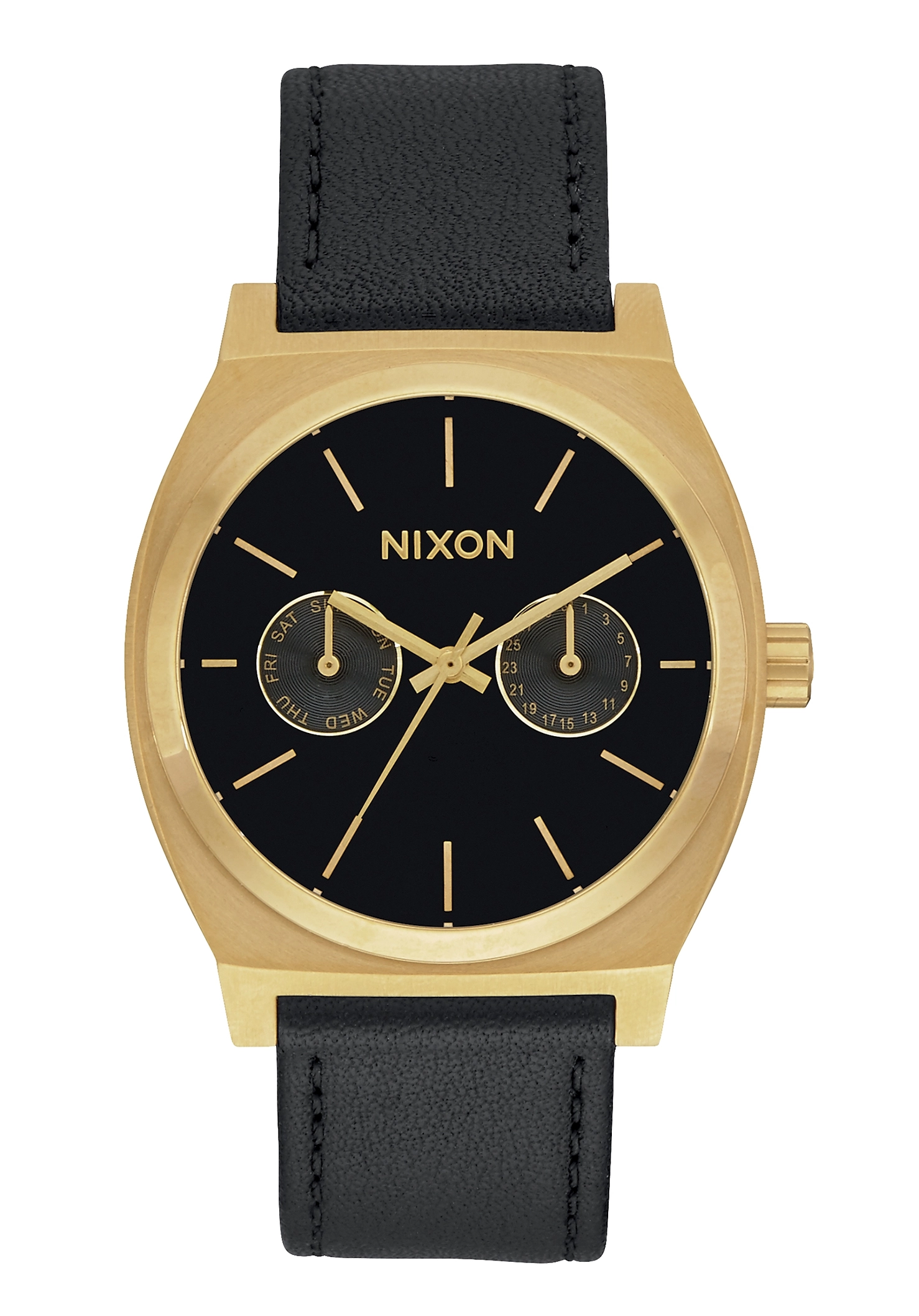 Nixon The Time Teller Deluxe Leather Gold / Black Sunray
