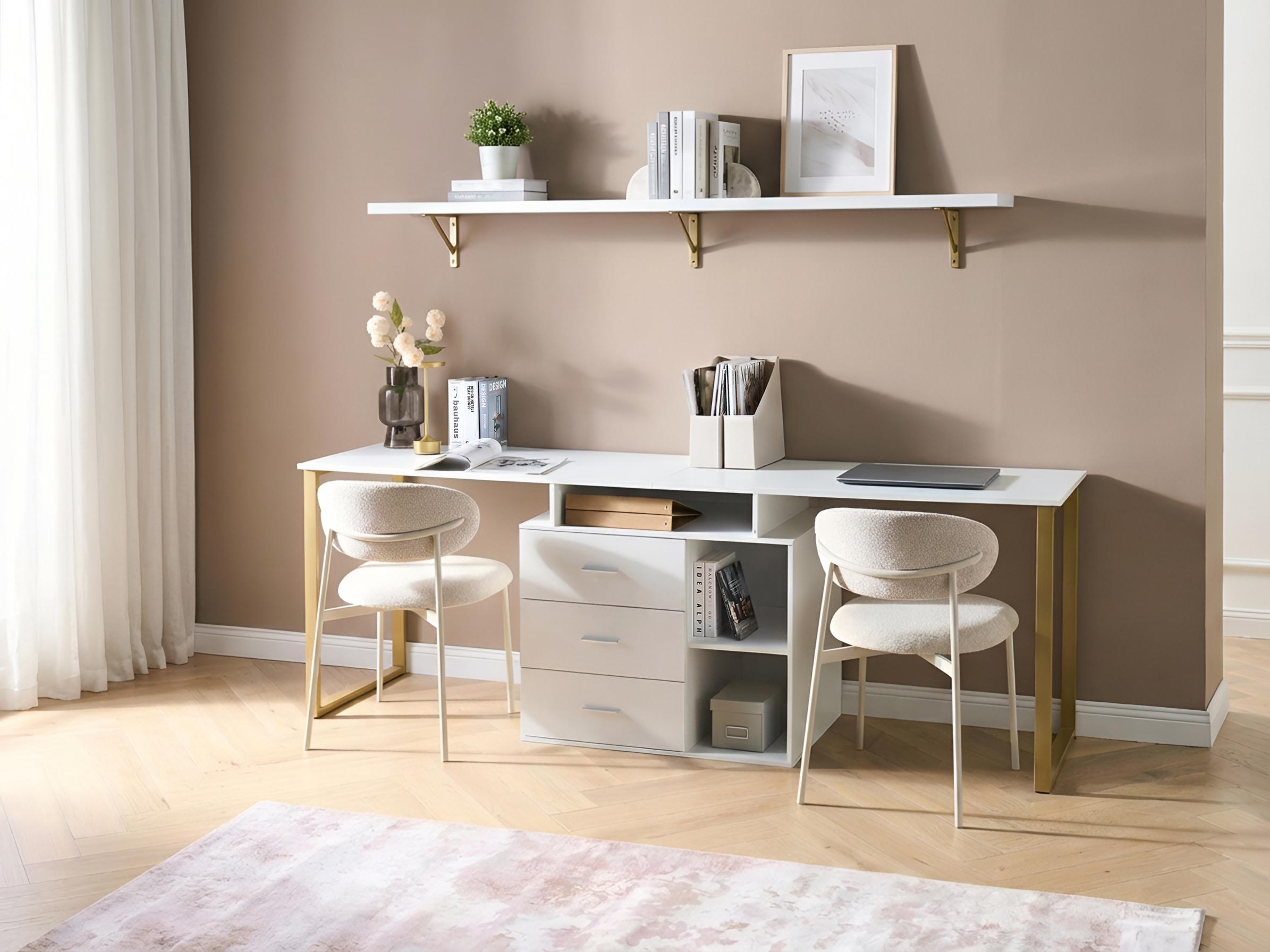 Verstelbaar bureau ASHMORE Wit 165/220 cm 55 cm
