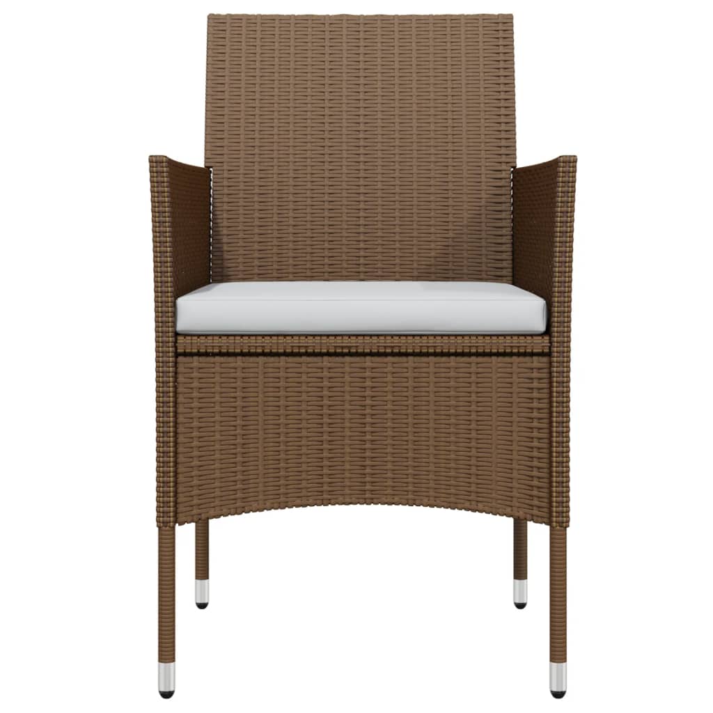 Mobilier de salle à manger de jardin coussins 5 pièces marron/noir