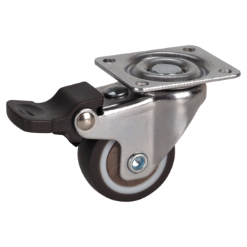Dornerhelm zwenkwiel met rem op plaat 32 mm 20 kg