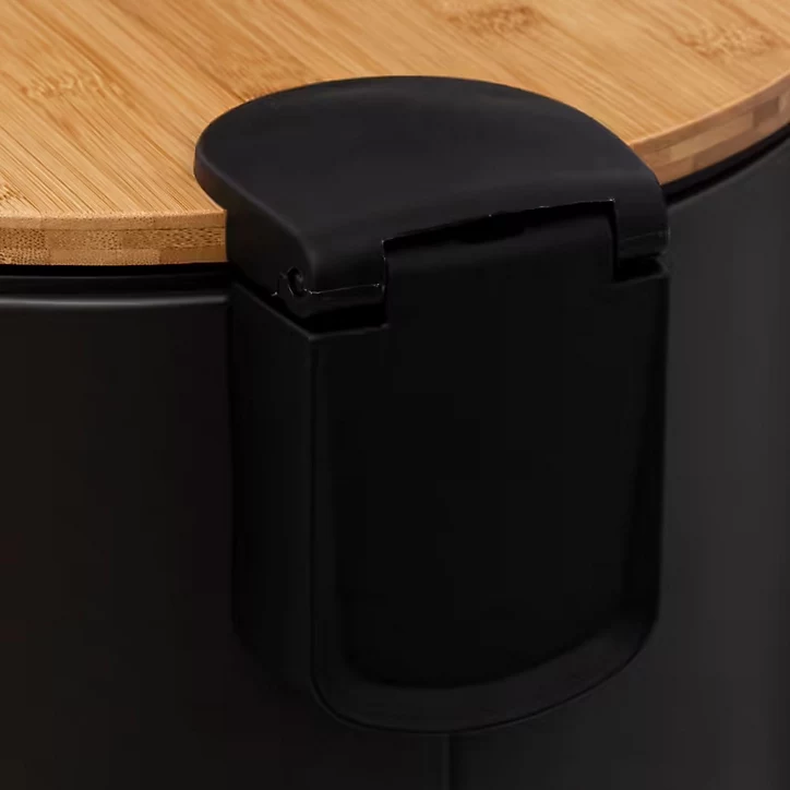 Poubelle de cuisine 30L Modern Color 5Five noir et bambou