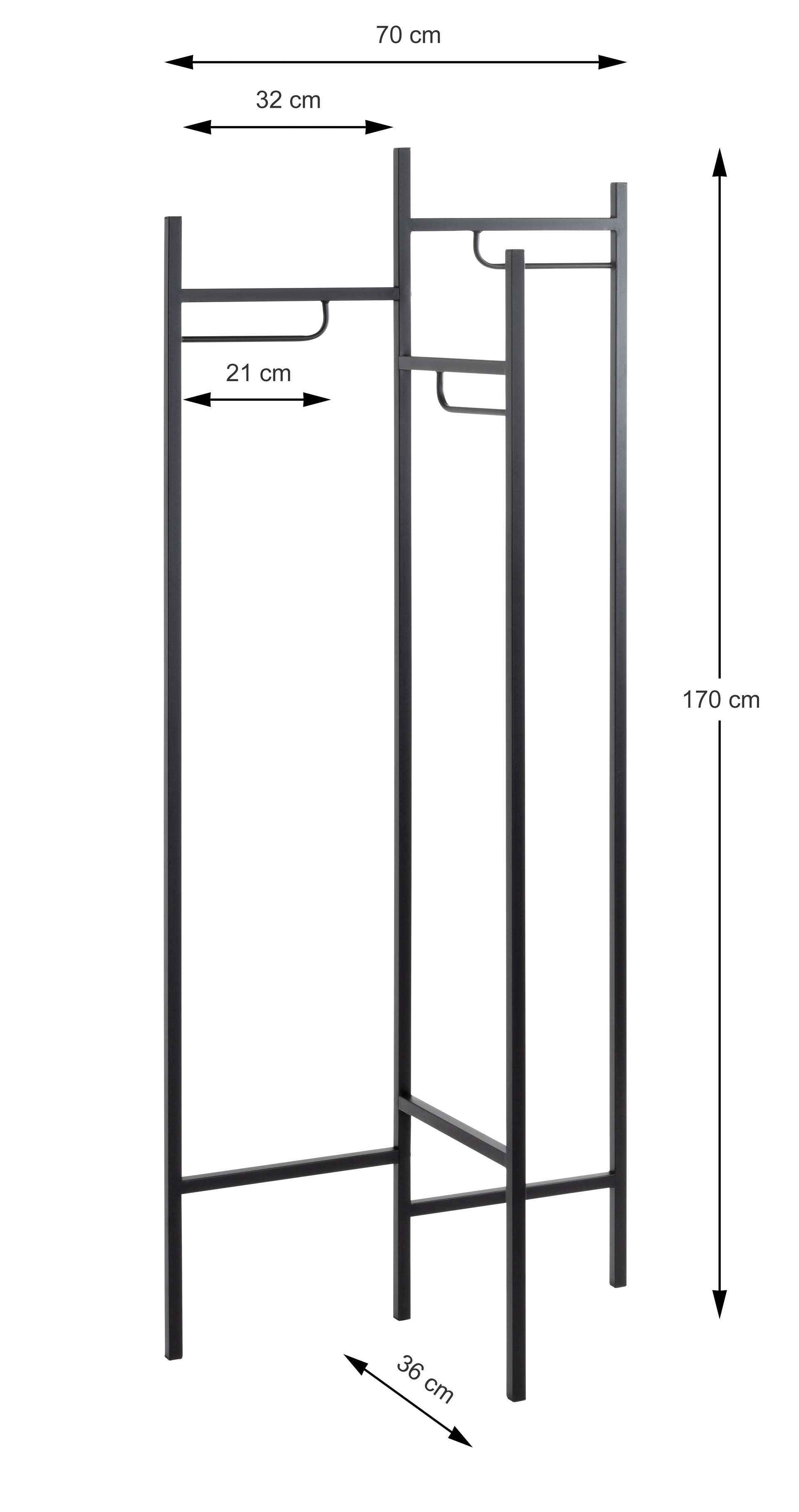 Garderobenständer 70 x 170 cm schwarz