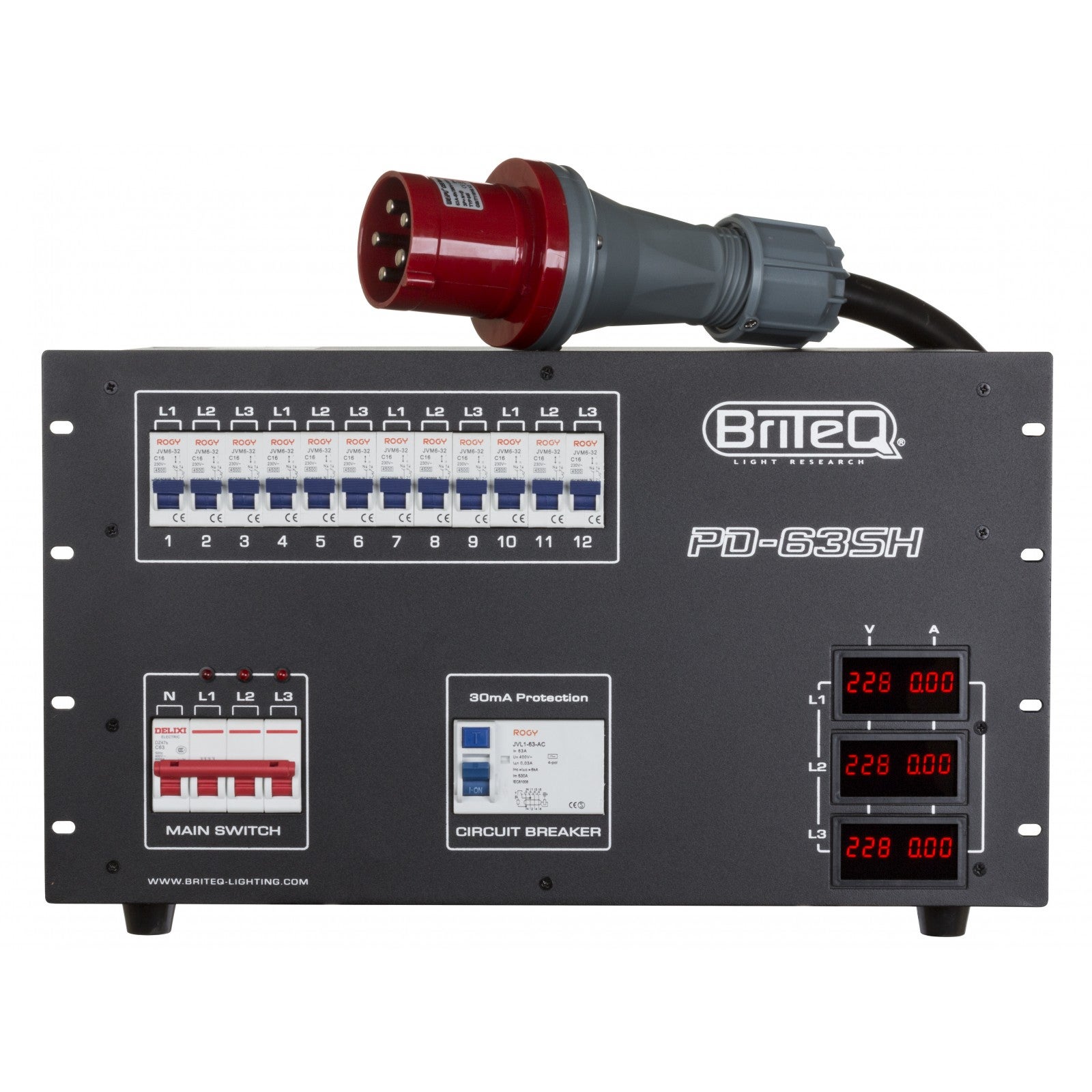 Briteq PD-63SH/FRA/BEL 3-fasen stroomverdeler