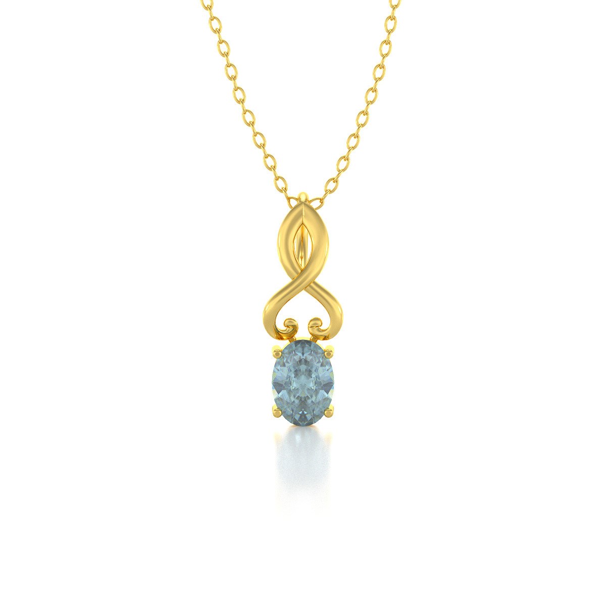Collier Pendentif Or Jaune Aigue-Marine - Cadeau Élégant pour une Occasion Spéciale | Aden