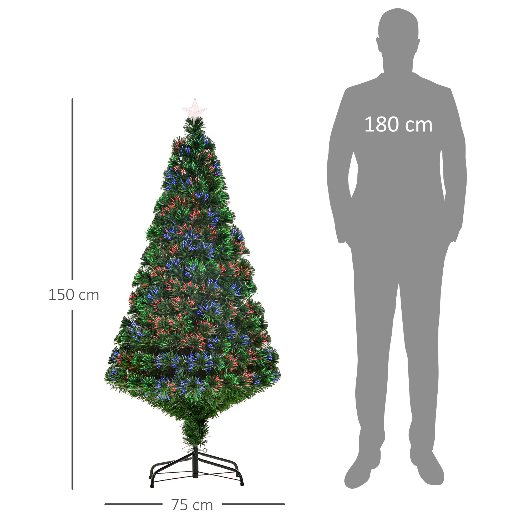 HOMCOM Weihnachtsbaum inklusive Metallständer grün 60 x 150 cm (ØxH)