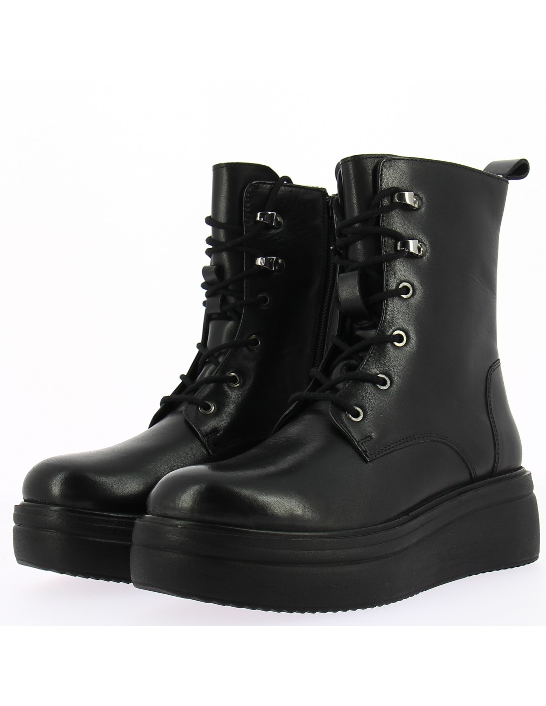 kharisma bottines compensées à lacets femme cuir noir