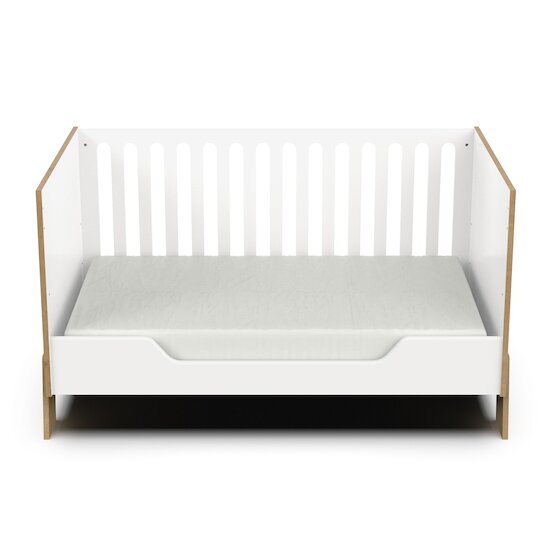 Albizia Lit bébé évolutif kit inclus   Blanc / chêne        70 x 140 cm   de               CBA Meubles