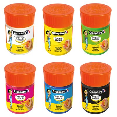 Cléopâtre NÉFERTARI - 6 Pots de peinture 50 ml - couleurs assorties - pinceau intégré