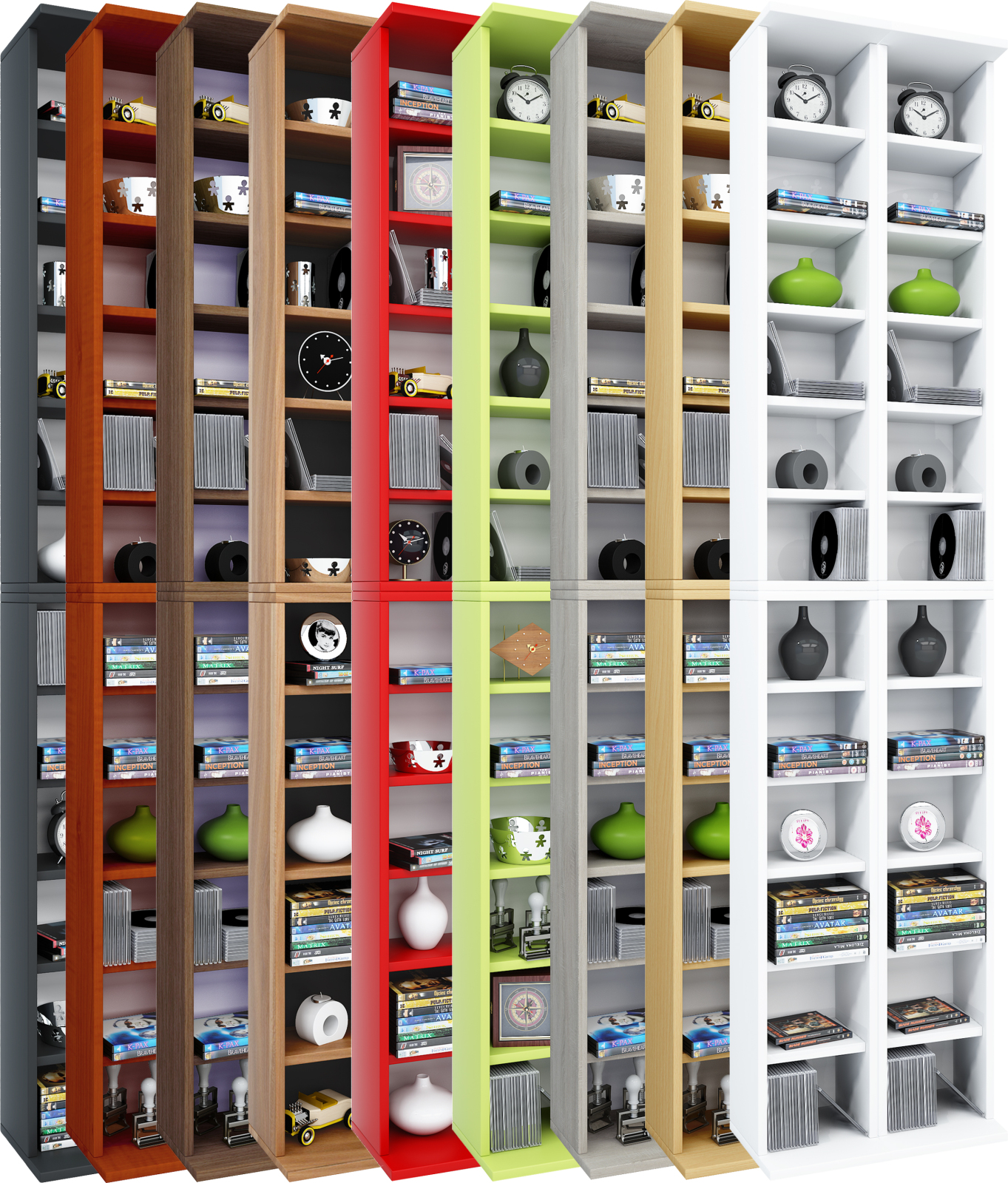 CD-Regal - Kern-Nussbaum - für 408 CDs - 42 cm breit - erweiterbar