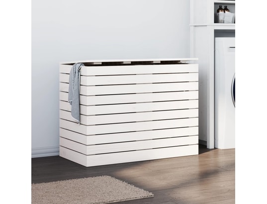 VIDAXL - Panier à linge blanc 88,5x44x66 cm bois massif de pin