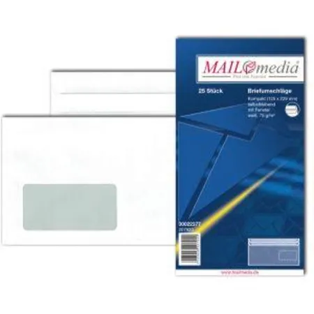 MAILmedia Briefumschlag Offset weiß, Kompakt, mit Fenster, 25 Stück