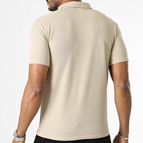 Polo Manches Courtes Col Zippé Beige
