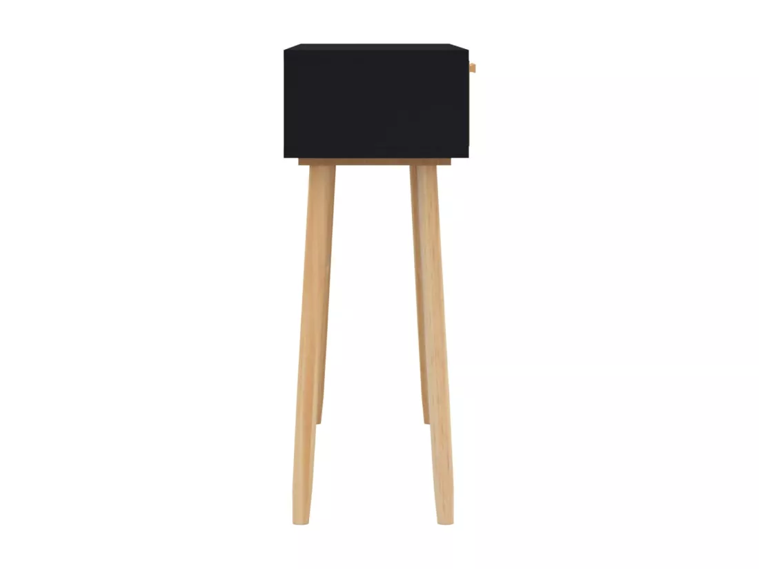 Table console Noir 80x30x75 cm Bois massif pin /rotin naturel