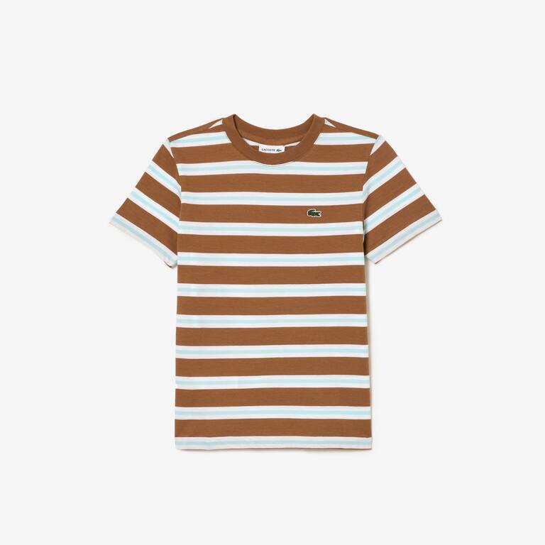 T-shirt enfant Lacoste avec imprimé rayé en jersey de coton T-Shirts & Chemises - Marron - Lacoste - Enfant