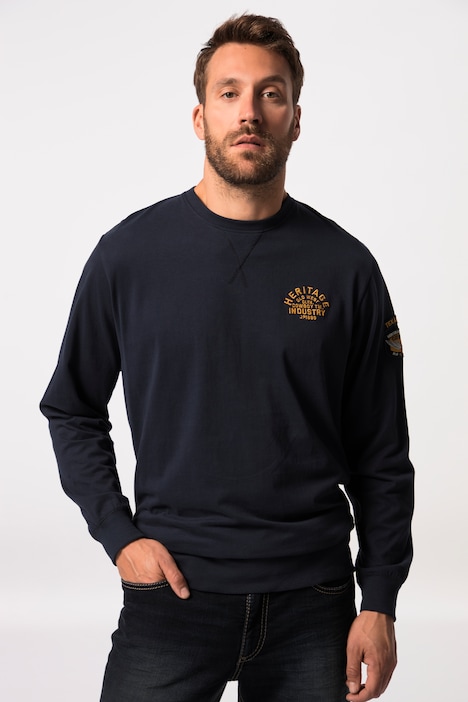 Langarmshirt, Bauchfit, Rundhals, bis 8 XL