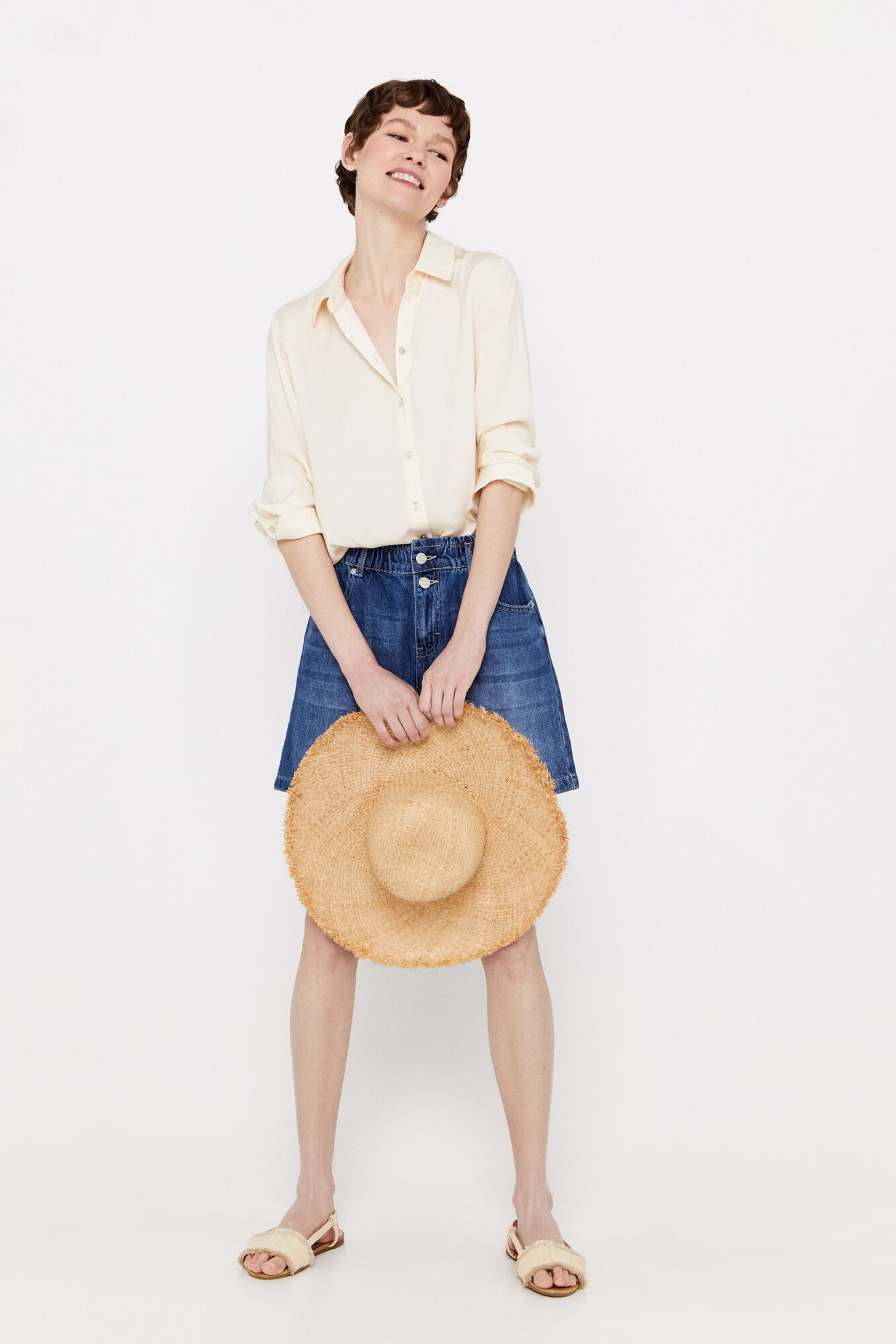 Shorts jeans de modelagem fácil - Azul