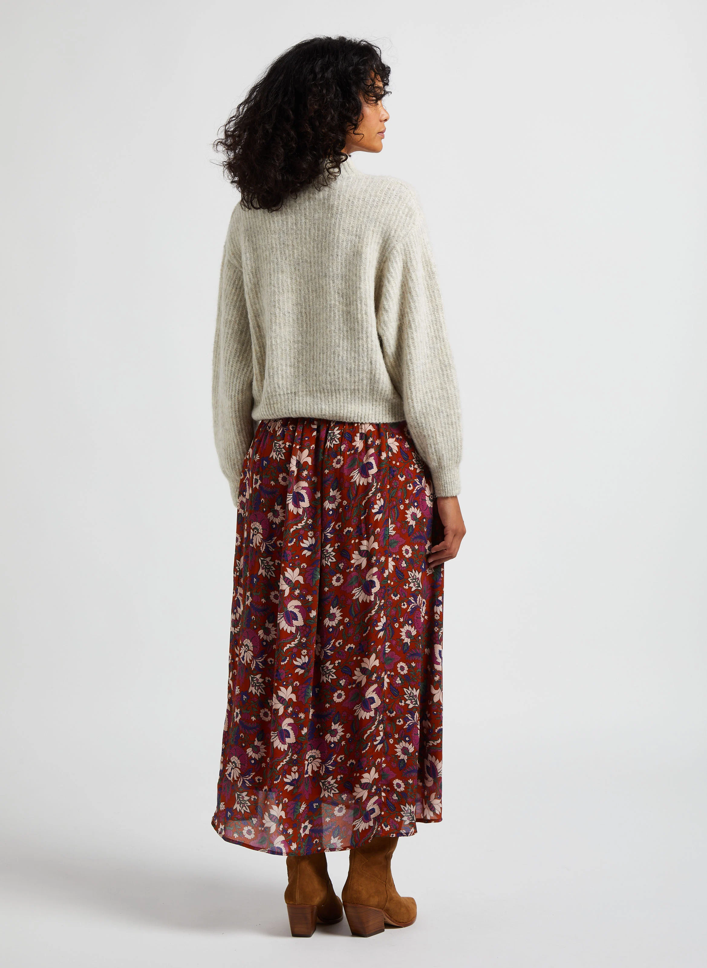 EAST - Pull col montant en maille mélangée | Beige