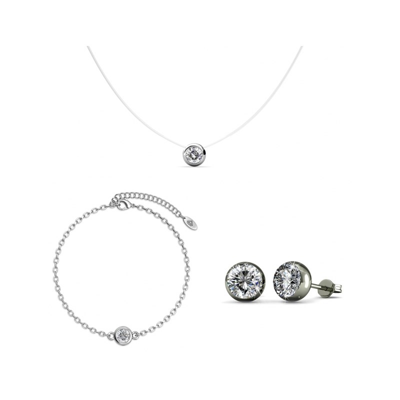 Parure Moon - Argenté et Cristal